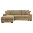 Pemberly Row Fabric Upholstered Sleeper Sectional Sofa LAF Chaise in Camel