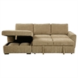 Pemberly Row Fabric Upholstered Sleeper Sectional Sofa LAF Chaise in Camel