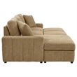 Pemberly Row Fabric Upholstered Sleeper Sectional Sofa LAF Chaise in Camel