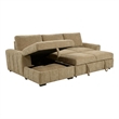 Pemberly Row Fabric Upholstered Sleeper Sectional Sofa LAF Chaise in Camel