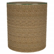 Pemberly Row Round Woven Rattan & Seagrass Accent Side Table in Light Brown