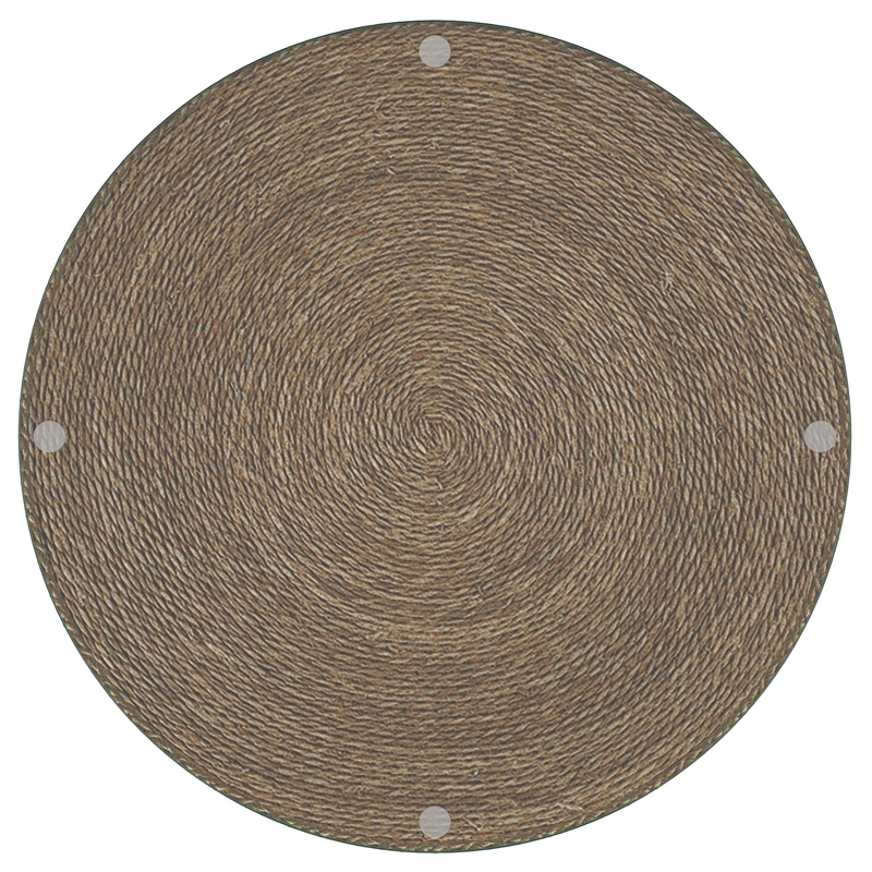 Pemberly Row Round Woven Rattan & Seagrass Accent Side Table in Light Brown