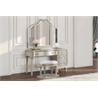 Pemberly Row Beveled Glass Tri-Fold Vanity Mirror in Silver Oak