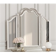 Pemberly Row Beveled Glass Tri-Fold Vanity Mirror in Silver Oak
