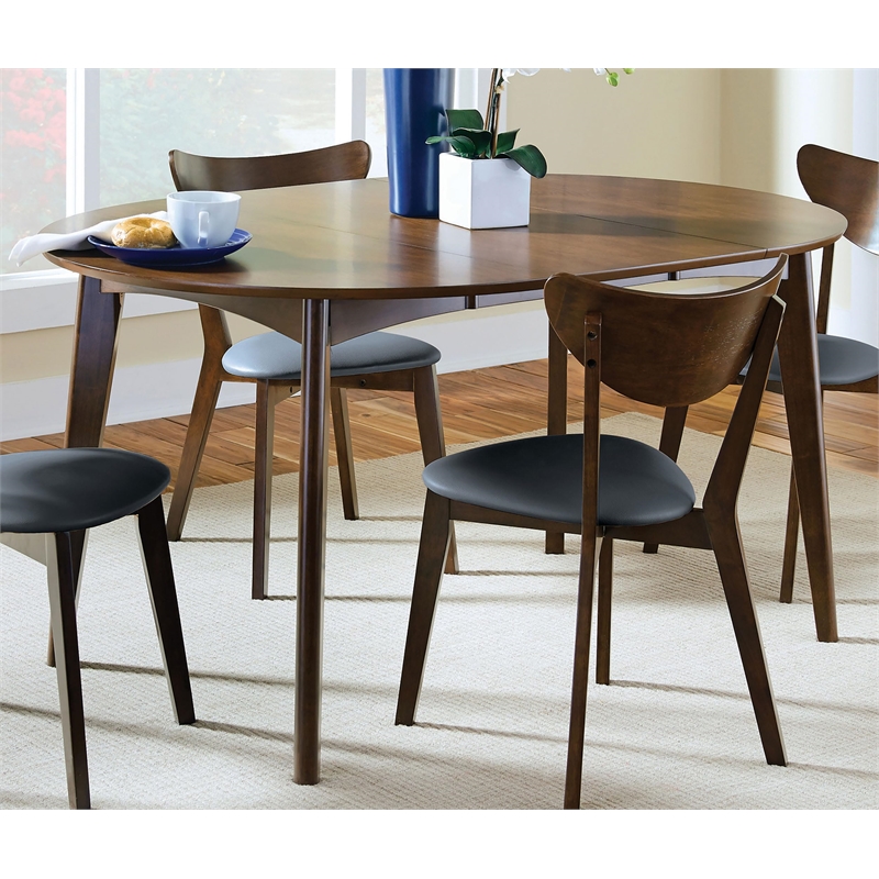 Pemberly Row Oval 60-inch Extension Leaf Dining Table in Dark Walnut