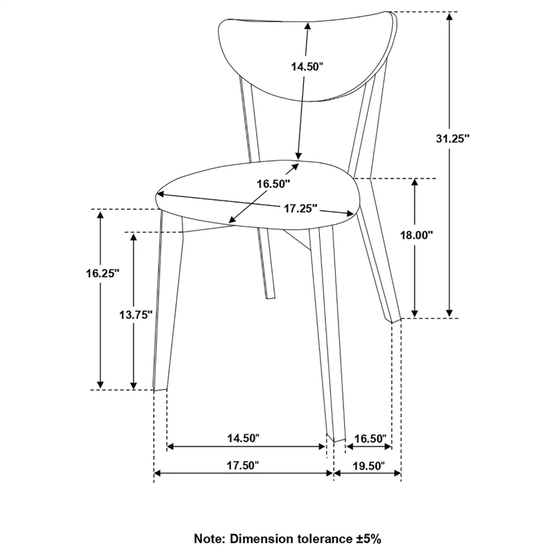 Pemberly Row Leatherette Wood Dining Side Chair Set of 2 in Dark Walnut