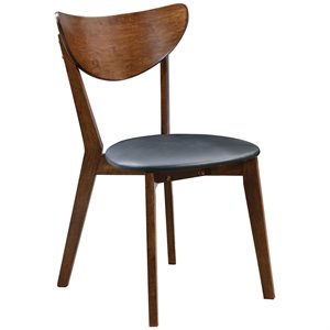 Pemberly Row Leatherette Wood Dining Side Chair Set of 2 in Dark Walnut
