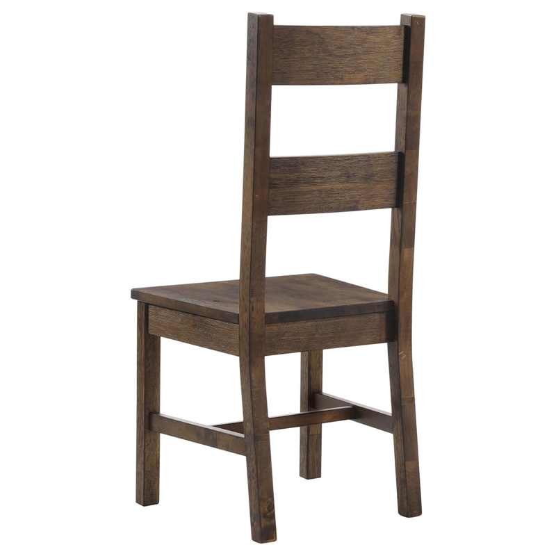 Pemberly Row Ladder Back Dining Side Chair Set of 2 in Rustic Golden Brown