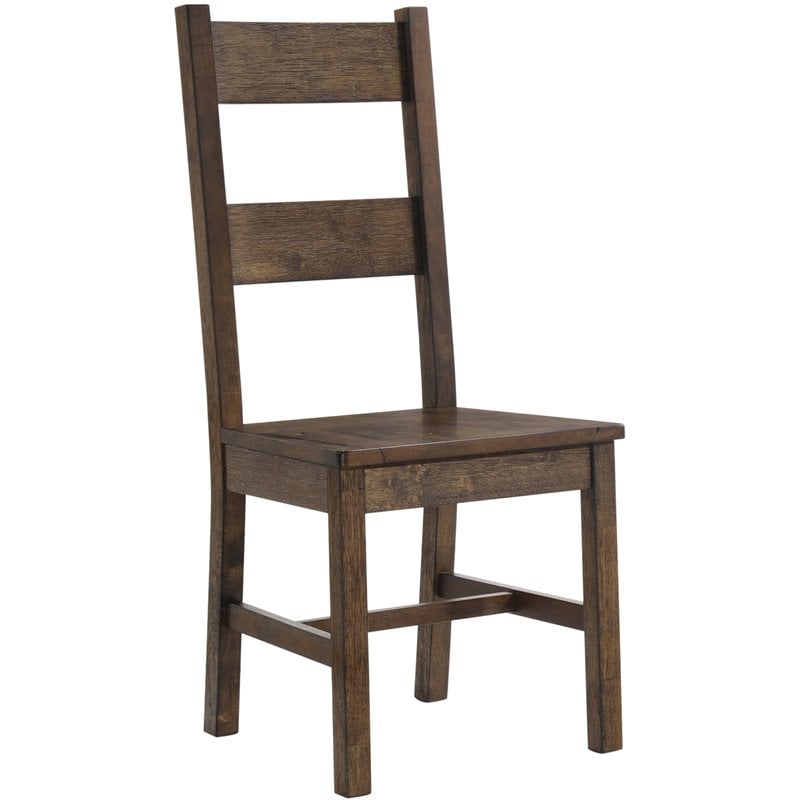Pemberly Row Ladder Back Dining Side Chair Set of 2 in Rustic Golden Brown