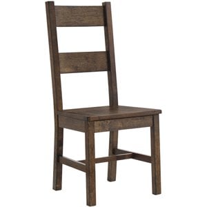 Pemberly Row Ladder Back Dining Side Chair Set of 2 in Rustic Golden Brown