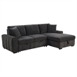 Pemberly Row Fabric Upholstered Sleeper Sectional Sofa RAF Chaise in Gray