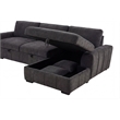 Pemberly Row Fabric Upholstered Sleeper Sectional Sofa RAF Chaise in Gray