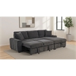 Pemberly Row Fabric Upholstered Sleeper Sectional Sofa RAF Chaise in Gray