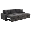 Pemberly Row Fabric Upholstered Sleeper Sectional Sofa RAF Chaise in Gray