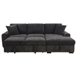 Pemberly Row Fabric Upholstered Sleeper Sectional Sofa RAF Chaise in Gray