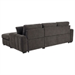 Pemberly Row Fabric Upholstered Sleeper Sectional Sofa RAF Chaise in Gray