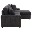 Pemberly Row Fabric Upholstered Sleeper Sectional Sofa RAF Chaise in Gray