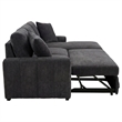 Pemberly Row Fabric Upholstered Sleeper Sectional Sofa RAF Chaise in Gray