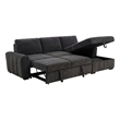 Pemberly Row Fabric Upholstered Sleeper Sectional Sofa RAF Chaise in Gray