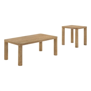 Pemberly Row 2-piece Wood Cocktail Coffee Table Set in Washed Oak