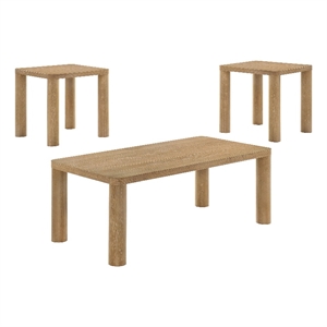 Pemberly Row 3-piece Wood Cocktail Coffee Table Set in Washed Oak