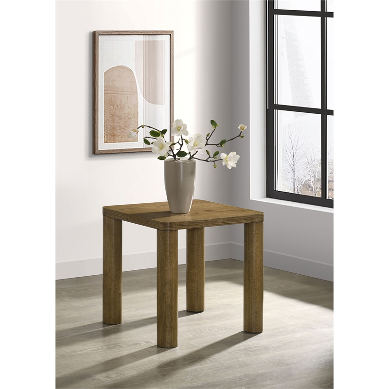 Pemberly Row Transitional Wood Accent Side End Table in Brown Oak