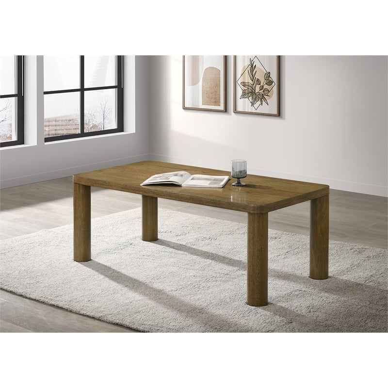 Pemberly Row Transitional Wood Cocktail Coffee Table in Brown Oak
