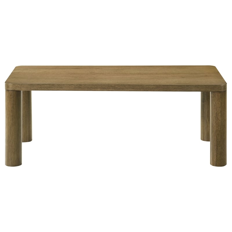 Pemberly Row Transitional Wood Cocktail Coffee Table in Brown Oak