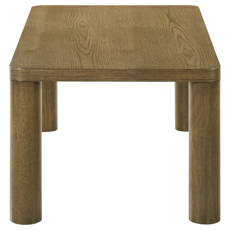 Pemberly Row Transitional Wood Cocktail Coffee Table in Brown Oak