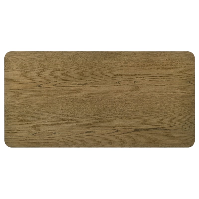 Pemberly Row Transitional Wood Cocktail Coffee Table in Brown Oak