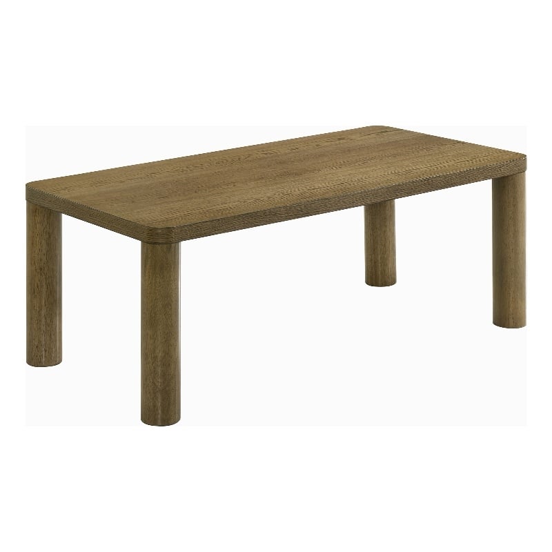 Pemberly Row Transitional Wood Cocktail Coffee Table in Brown Oak