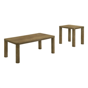 Pemberly Row 2-piece Wood Cocktail Coffee Table Set in Brown Oak