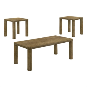 Pemberly Row 3-piece Wood Cocktail Coffee Table Set in Brown Oak
