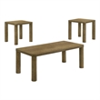Pemberly Row 3-piece Wood Cocktail Coffee Table Set in Brown Oak
