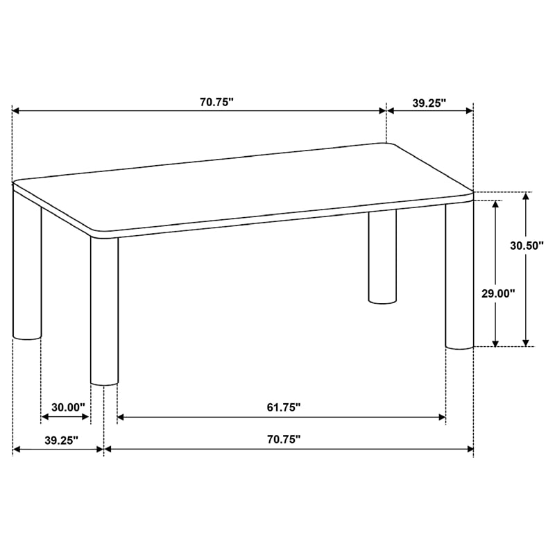 Pemberly Row 71-inch Rectangular Wood Dining Table in Brown Oak
