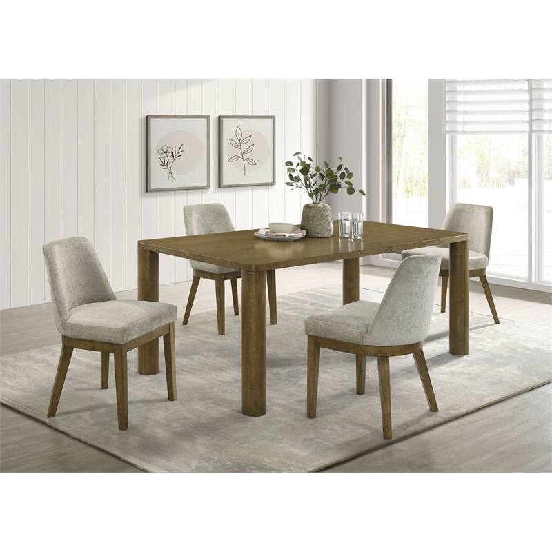 Pemberly Row 5-piece 71-inch Rectangular Dining Set in Brown Oak
