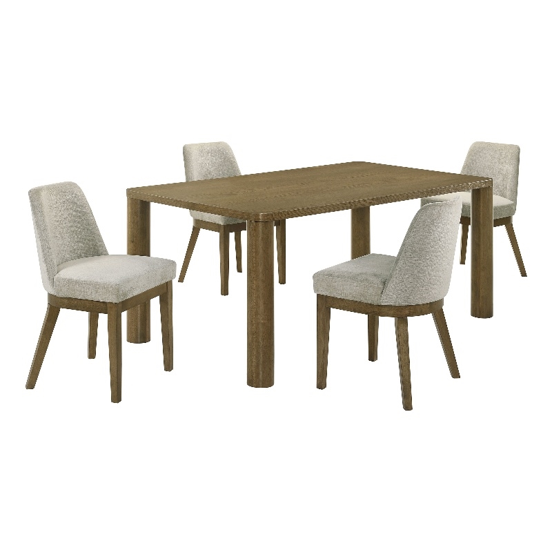 Pemberly Row 5-piece 71-inch Rectangular Dining Set in Brown Oak