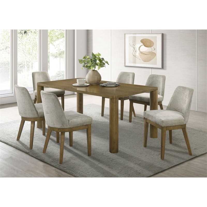 Pemberly Row 7-piece 71-inch Rectangular Dining Set in Brown Oak