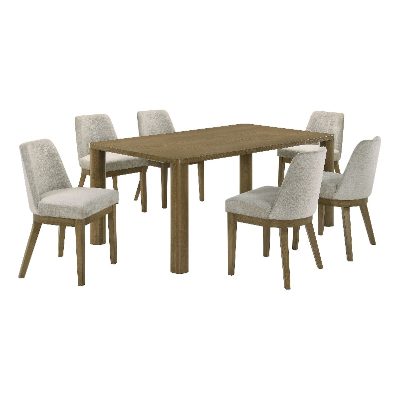 Pemberly Row 7-piece 71-inch Rectangular Dining Set in Brown Oak