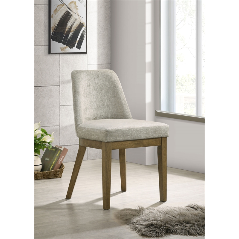 Pemberly Row Upholstered Dining Side Chair Set of 2 in Light Tan
