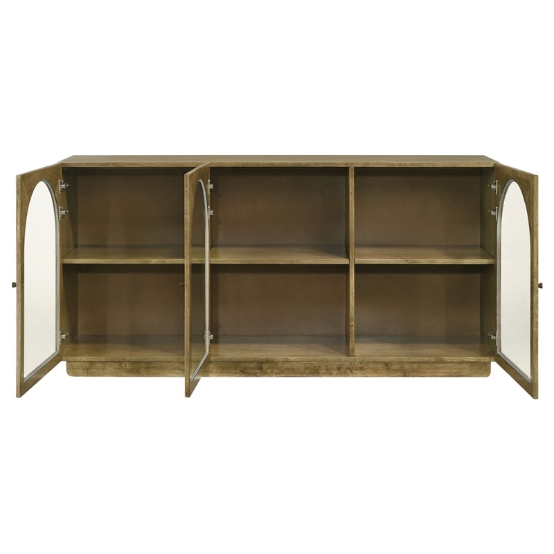 Pemberly Row 71-inch Dining Sideboard Buffet Server in Brown Oak