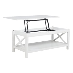 Pemberly Row 44&quot Rectangular Wood Lift Top Coffee Table in White
