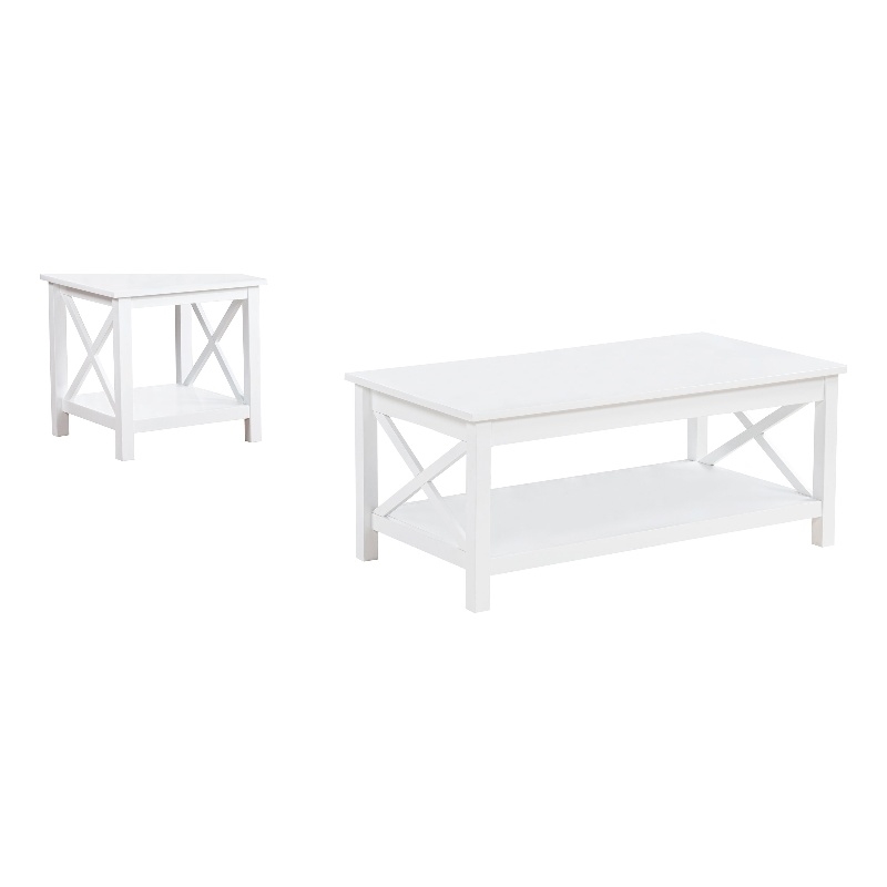Pemberly Row 2-piece Wood Lift Top Coffee Table Set in White