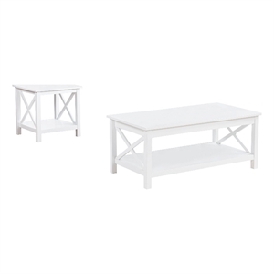 Pemberly Row 2-piece Wood Lift Top Coffee Table Set in White