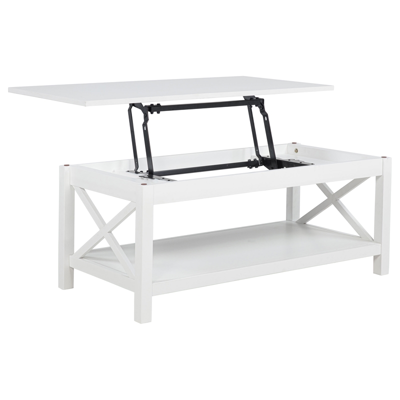Pemberly Row 3-piece Wood Lift Top Coffee Table Set in White