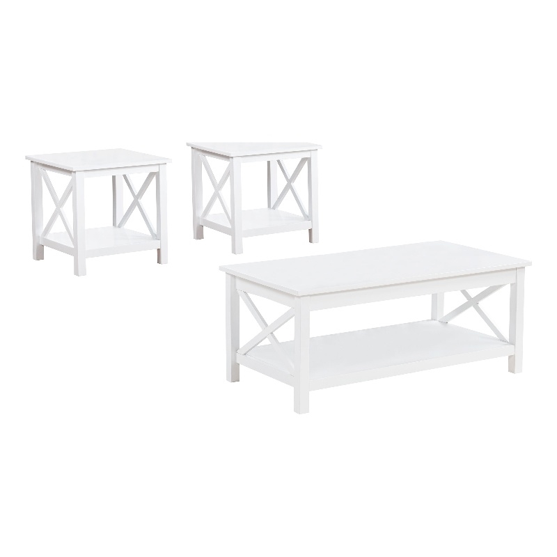 Pemberly Row 3-piece Wood Lift Top Coffee Table Set in White