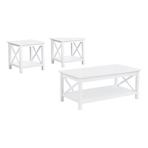 Pemberly Row 3-piece Wood Lift Top Coffee Table Set in White