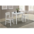 Pemberly Row 3-Piece Round Wood Drop Leaf Dining Set in White/Beige