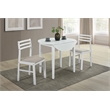 Pemberly Row 3-Piece Round Wood Drop Leaf Dining Set in White/Beige
