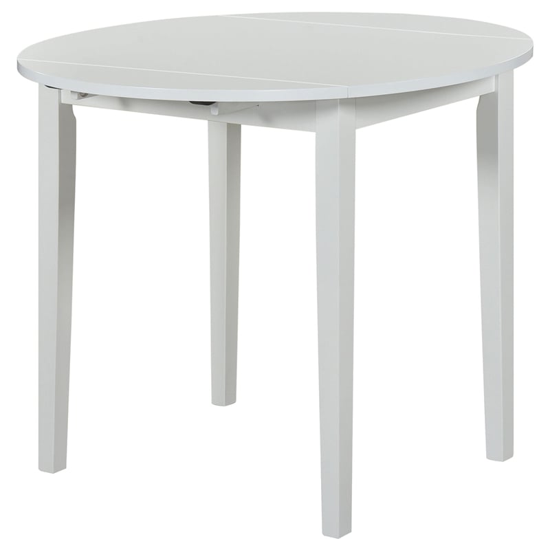 Pemberly Row 3-Piece Round Wood Drop Leaf Dining Set in White/Beige